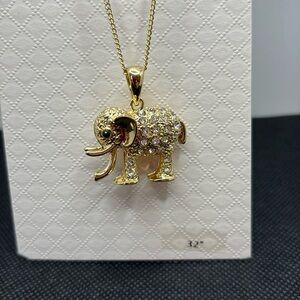 Mixit Gold Tone Elephant Necklace with Sparkling Accents